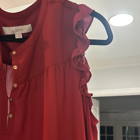 LOFT Deep Rust Ruffled Blouse - Picture 5 of 9